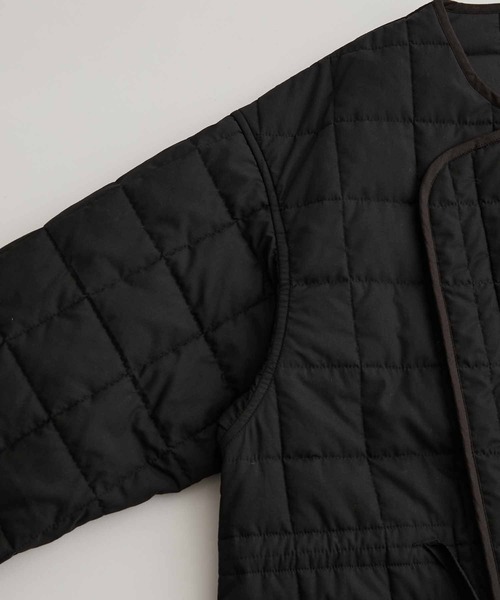 リサイクルキルトオーバーサイズノーカラーセミダブルコート/サスティナブル/ユニセックス