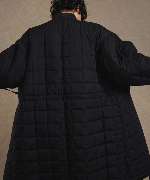 リサイクルキルトオーバーサイズノーカラーセミダブルコート/サスティナブル/ユニセックス