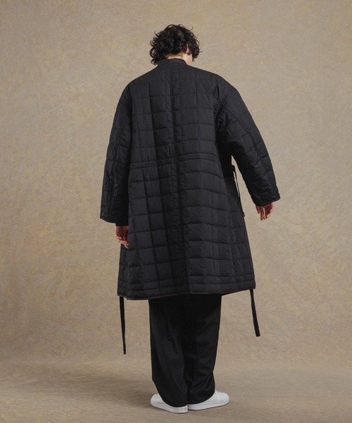 リサイクルキルトオーバーサイズノーカラーセミダブルコート/サスティナブル/ユニセックス
