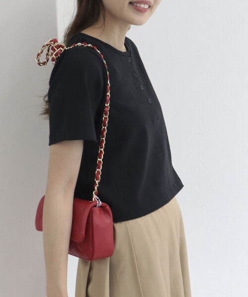 fredy emue（フレディエミュ）の「ヘンリーネック　クロップドTシャツ（Tシャツ/カットソー・レディース・ブラック/グレー/オフホワイト・38）」の12枚目の写真