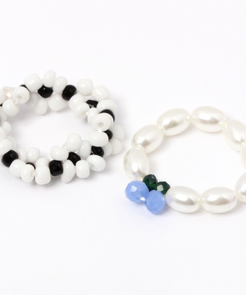 GLOBAL WORK（グローバルワーク）の「4PCSビーズリングセット/349563（リング・レディース・レッド/オフホワイト/グリーン/グリーン系その他4・FREE）」の6枚目の写真