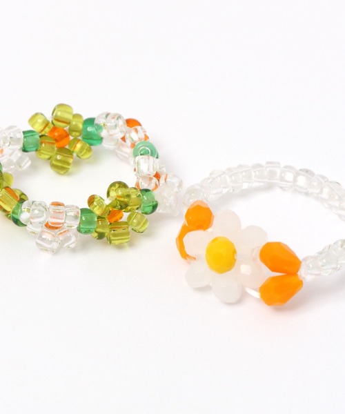 GLOBAL WORK（グローバルワーク）の「4PCSビーズリングセット/349563（リング・レディース・レッド/オフホワイト/グリーン/グリーン系その他4・FREE）」の5枚目の写真