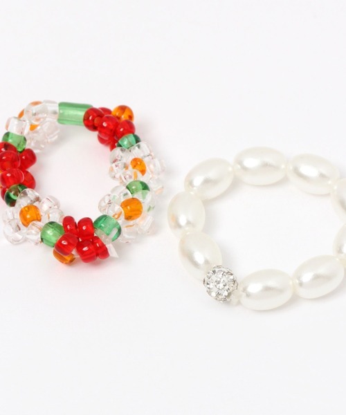 GLOBAL WORK（グローバルワーク）の「4PCSビーズリングセット/349563（リング・レディース・レッド/オフホワイト/グリーン/グリーン系その他4・FREE）」の8枚目の写真