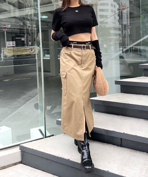 WHO'S WHO gallery（フーズフーギャラリー）の「【SLOPPY/スロッピー】Sロゴアームウォーマートップス（Tシャツ/カットソー・レディース・アッシュグレー/ブラック/オフホワイト・FREE）」の4枚目の写真