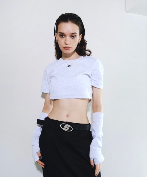 WHO'S WHO gallery（フーズフーギャラリー）の「【SLOPPY/スロッピー】Sロゴアームウォーマートップス（Tシャツ/カットソー・レディース・アッシュグレー/ブラック/オフホワイト・FREE）」の14枚目の写真