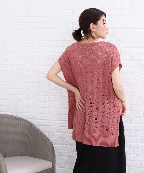 SHOO・LA・RUE(シューラルー)の「◆透かし柄 ゆるシルエット ベスト(ベスト・レディース・ブラック/ナチュラル/キャメル/ピンク系・00)」の7枚目の写真