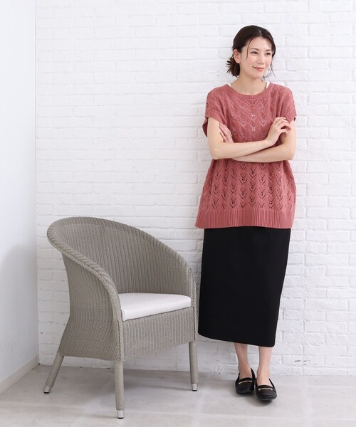 SHOO・LA・RUE(シューラルー)の「◆透かし柄 ゆるシルエット ベスト(ベスト・レディース・ブラック/ナチュラル/キャメル/ピンク系・00)」の20枚目の写真