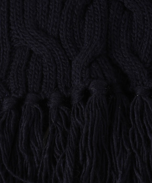 niko and...（ニコアンド）の「オリジナルニットフリンジポンチョ（ネックウォーマー/スヌード・レディース・ネイビー/チャコール/アイボリー・0）」の7枚目の写真