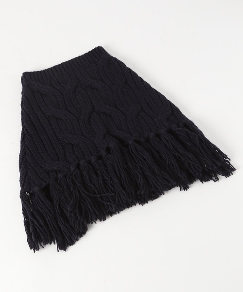 niko and...（ニコアンド）の「オリジナルニットフリンジポンチョ（ネックウォーマー/スヌード・レディース・ネイビー/チャコール/アイボリー・0）」の16枚目の写真