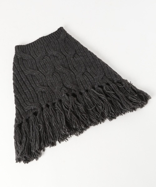 niko and...（ニコアンド）の「オリジナルニットフリンジポンチョ（ネックウォーマー/スヌード・レディース・ネイビー/チャコール/アイボリー・0）」の14枚目の写真
