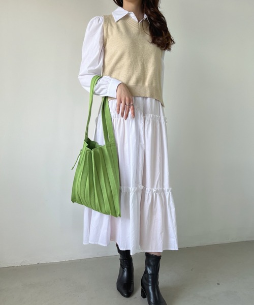 CLEA（クレア）の「【全9色展開】2WAYニットプリーツトートバッグ／エコバッグ（トートバッグ・レディース・ブラック/ベージュ/パープル/ブラウン/オリーブ/イエロー/オレンジ/ブルー系その他/バーガンディー・FREE）」の17枚目の写真