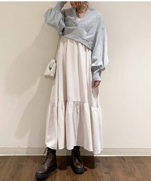 スキッパークロップドスウェット×シャーリングキャミワンピースSET
