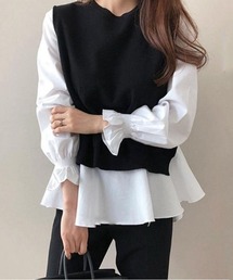 SETUP7 | 【SETUP7】シャツドッキングニットトップスSCCH205(シャツ/ブラウス)