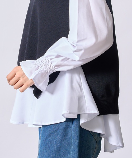 SETUP7（セットアップセブン）の「【SETUP7】シャツドッキングニットトップスSCCH205（シャツ/ブラウス・レディース・ブラック/ネイビー・FREE）」の8枚目の写真