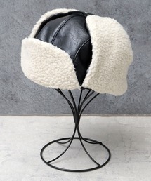 glabella（グラベラ）の「ヴィンテージ風 PU ボア アビエイターキャプ（キャップ）」