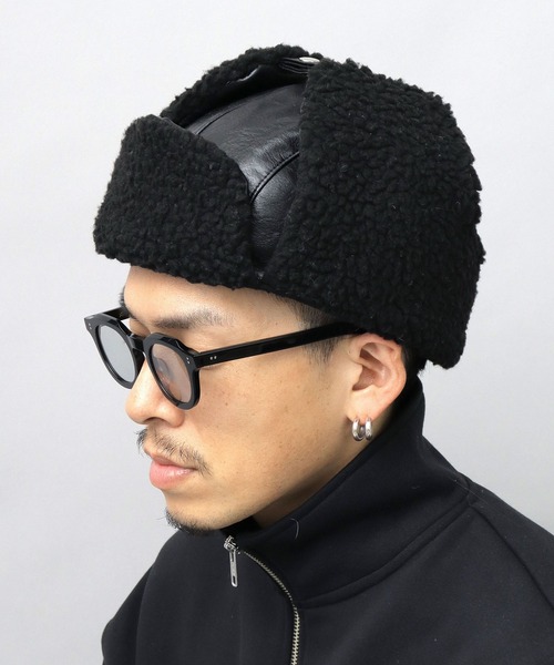 glabella（グラベラ）の「ヴィンテージ風 PU ボア アビエイターキャプ（キャップ・メンズ・ブラック系その他/ブラック系その他2・FREE）」の5枚目の写真