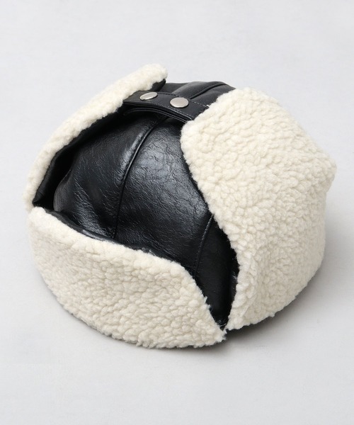 glabella（グラベラ）の「ヴィンテージ風 PU ボア アビエイターキャプ（キャップ・メンズ・ブラック系その他/ブラック系その他2・FREE）」の3枚目の写真