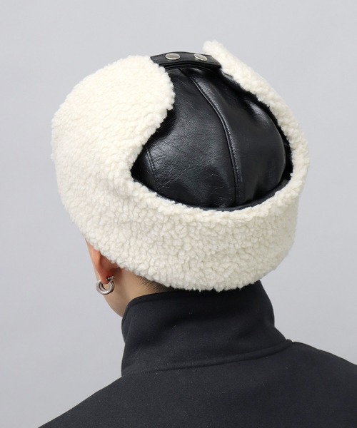 glabella（グラベラ）の「ヴィンテージ風 PU ボア アビエイターキャプ（キャップ・メンズ・ブラック系その他/ブラック系その他2・FREE）」の12枚目の写真