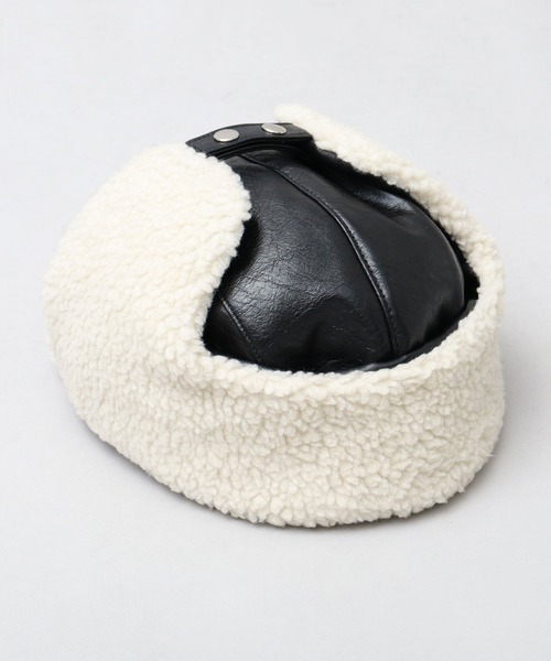 glabella（グラベラ）の「ヴィンテージ風 PU ボア アビエイターキャプ（キャップ・メンズ・ブラック系その他/ブラック系その他2・FREE）」の6枚目の写真