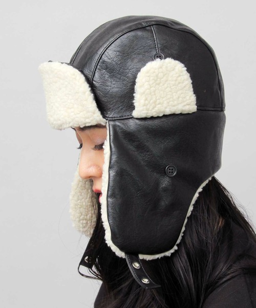 glabella（グラベラ）の「ヴィンテージ風 PU ボア アビエイターキャプ（キャップ・メンズ・ブラック系その他/ブラック系その他2・FREE）」の14枚目の写真