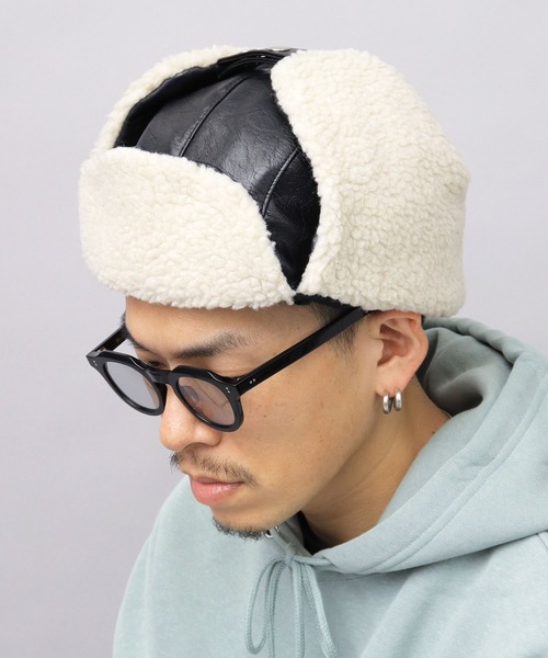 glabella（グラベラ）の「ヴィンテージ風 PU ボア アビエイターキャプ（キャップ・メンズ・ブラック系その他/ブラック系その他2・FREE）」の16枚目の写真