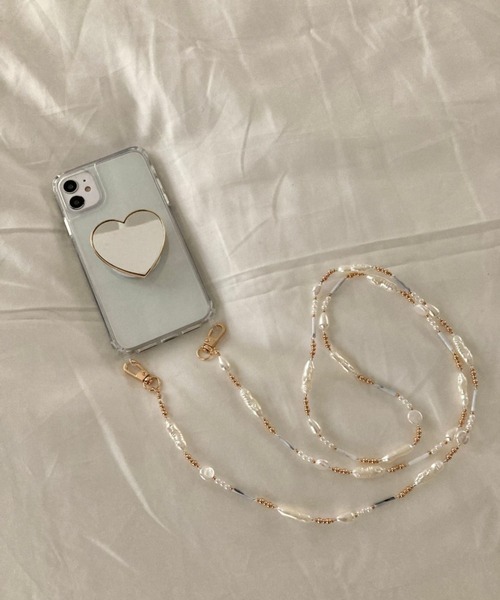 Me%（ミィパーセント）の「パール&ビーズモバイルストラップ（スマホグッズ・レディース・イエロー/グレー・FREE）」の5枚目の写真