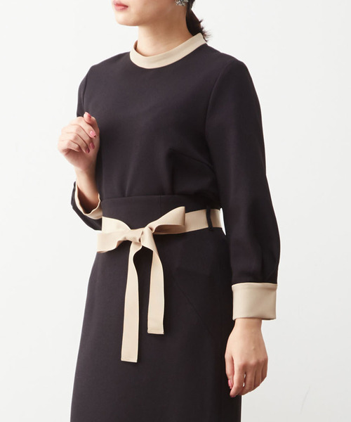 Tiara（ティアラ）の「バイカラートップス（シャツ/ブラウス・レディース・ターコイズブルー/キャメル/ブラック・FREE）」の2枚目の写真