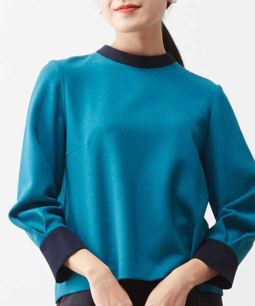 Tiara（ティアラ）の「バイカラートップス（シャツ/ブラウス・レディース・ターコイズブルー/キャメル/ブラック・FREE）」の4枚目の写真