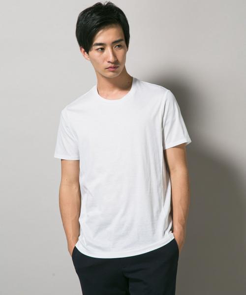 Calvin Klein（カルバン・クライン）の「シルクコットン天竺 クルーネックカットソー（Tシャツ/カットソー・メンズ・ライトグレー系/ブラック系/ネイビー系/ホワイト系・MEDIUM/X-LARGE/LARGE/SMALL）」の2枚目の写真