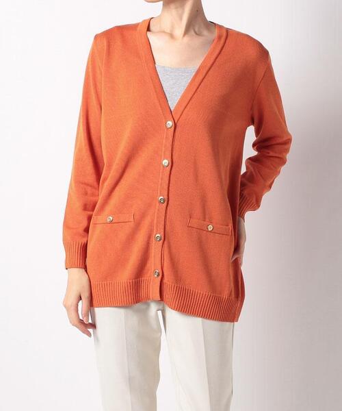 en recre（アンレクレ）の「【Nouque】Vネックニットカーディガン（カーディガン/ボレロ・レディース・ダークブルー/ブラック/LT.PINK/オフホワイト/オレンジ・2）」の6枚目の写真