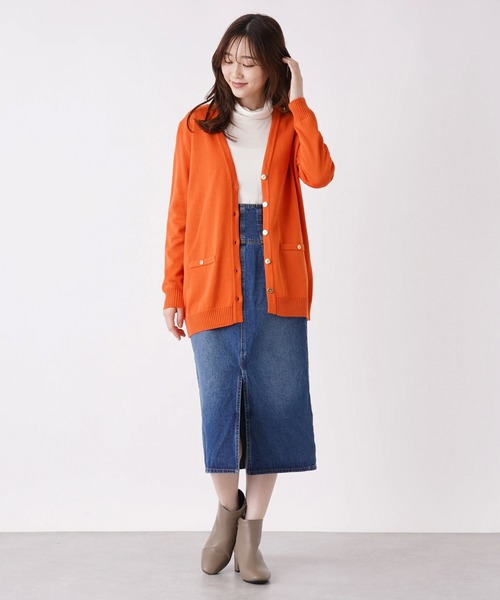 en recre（アンレクレ）の「【Nouque】Vネックニットカーディガン（カーディガン/ボレロ・レディース・ダークブルー/ブラック/LT.PINK/オフホワイト/オレンジ・2）」の13枚目の写真