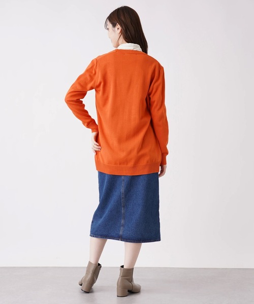 en recre（アンレクレ）の「【Nouque】Vネックニットカーディガン（カーディガン/ボレロ・レディース・ダークブルー/ブラック/LT.PINK/オフホワイト/オレンジ・2）」の15枚目の写真