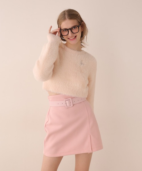 Seemi. byNICECLAUP( シーミーバイナイスクラップ)の「【Seemi】Seemiベルト付きミニスカート(スカート・レディース・パープル系その他/レオパード/ピンク・FREE)」の3枚目の写真