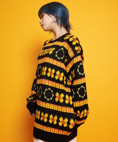 GALLIS ADDICTION(ガリスアディクション)の「GA FLOWER JACQUARD KNIT CREW(ニット/セーター・メンズ・ブラック/サックスブルー・FREE)」の10枚目の写真