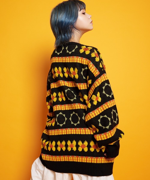 GALLIS ADDICTION(ガリスアディクション)の「GA FLOWER JACQUARD KNIT CREW(ニット/セーター・メンズ・ブラック/サックスブルー・FREE)」の12枚目の写真