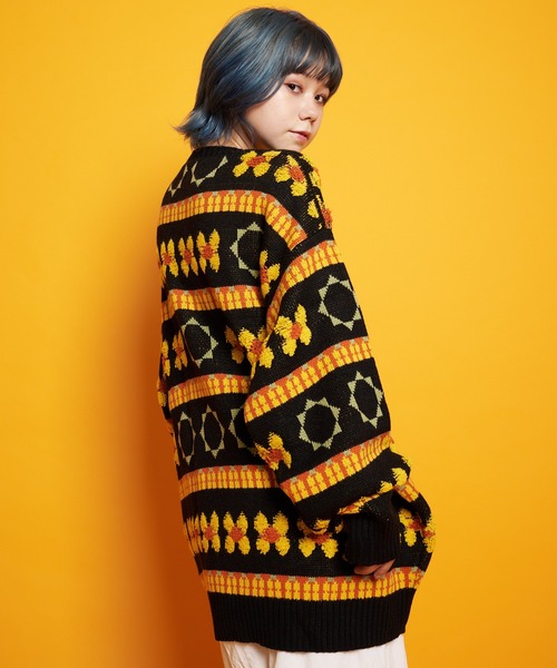 GALLIS ADDICTION(ガリスアディクション)の「GA FLOWER JACQUARD KNIT CREW(ニット/セーター・メンズ・ブラック/サックスブルー・FREE)」の13枚目の写真