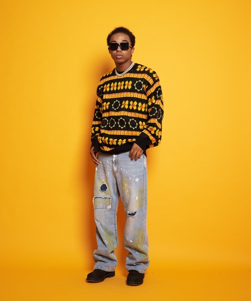 GALLIS ADDICTION(ガリスアディクション)の「GA FLOWER JACQUARD KNIT CREW(ニット/セーター・メンズ・ブラック/サックスブルー・FREE)」の15枚目の写真