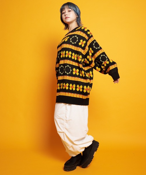 GALLIS ADDICTION(ガリスアディクション)の「GA FLOWER JACQUARD KNIT CREW(ニット/セーター・メンズ・ブラック/サックスブルー・FREE)」の20枚目の写真