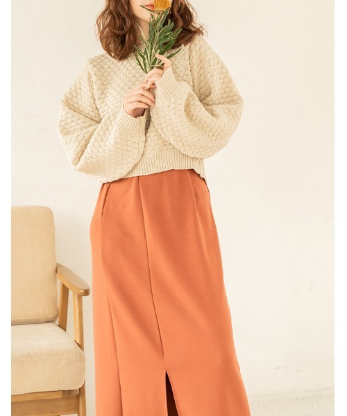 chocomee(チョコミー)の「punch slit skirt/ポンチスリットスカート(スカート・レディース・オレンジ系その他/アイボリー/ブラック・FREE)」の5枚目の写真