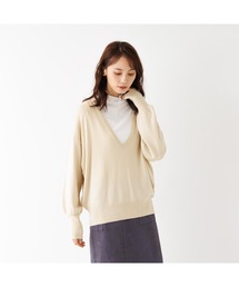 abahouse mavie | レーヨンアクリル深Vネックプルオーバーアンサンブル(Tシャツ/カットソー)