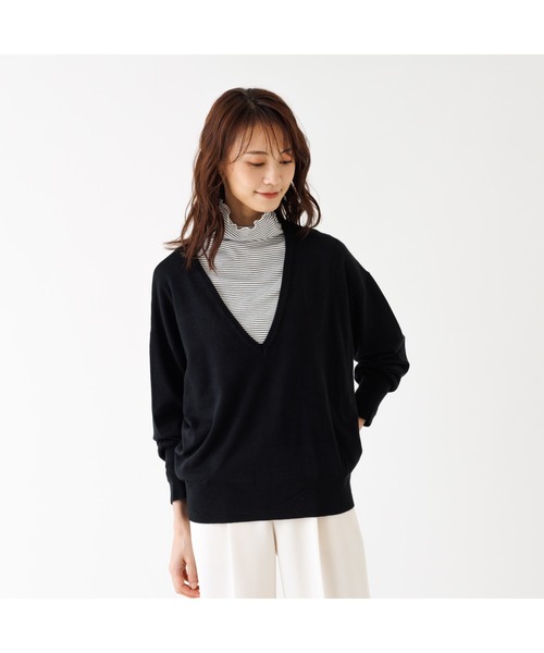 abahouse mavie（アバハウスマヴィ）の「【2点セット】レーヨンアクリル深Vネックプルオーバー（Tシャツ/カットソー・レディース・ホワイト系その他/ブラック/アイボリー/ブラック系その他/ダークオレンジ・フリー）」の15枚目の写真