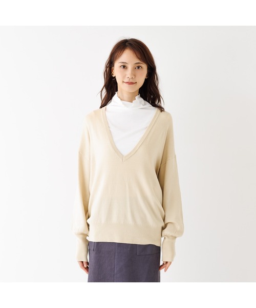 abahouse mavie（アバハウスマヴィ）の「【2点セット】レーヨンアクリル深Vネックプルオーバー（Tシャツ/カットソー・レディース・ホワイト系その他/ブラック/アイボリー/ブラック系その他/ダークオレンジ・フリー）」の20枚目の写真
