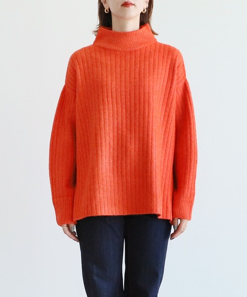 reca(レカ)の「ハイネックスリットニット(ニット/セーター・レディース・マスタード/オートミール/オレンジ・FREE)」の9枚目の写真