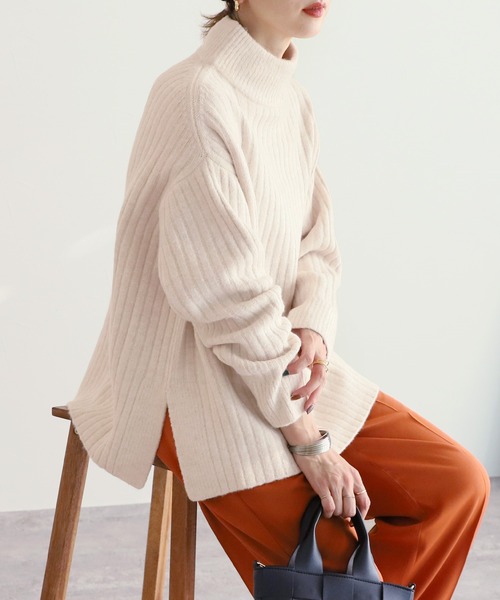 reca(レカ)の「ハイネックスリットニット(ニット/セーター・レディース・マスタード/オートミール/オレンジ・FREE)」の22枚目の写真