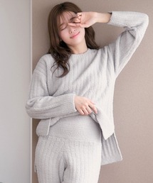 aimerfeel(エメフィール)の【ふんわりやわらかくお腹にフィット・温活にも】リブモールニット 腹巻付き ルームウェア 上下 セットアップ(ルームウェア/パジャマ)