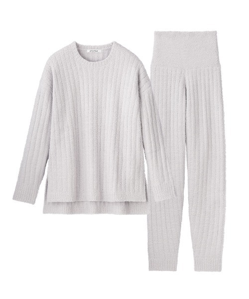 【riri】エメフィール☆リブモールニット☆腹巻付き☆長袖上下☆3色まとめ ふんわりやわらかくお腹にフィット・温活にも】リブモールニット