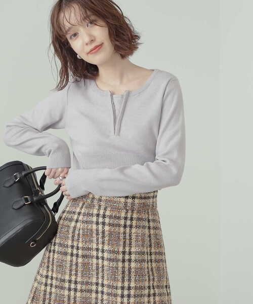 N.(N. Natural Beauty Basic)(エヌエヌナチュラルビューティーベーシック)の「◆フロントホックヘンリーニット(ニット/セーター・レディース・ネイビー/オフホワイト/ピンク/グレー・MEDIUM)」の20枚目の写真