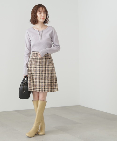 N.(N. Natural Beauty Basic)(エヌエヌナチュラルビューティーベーシック)の「◆フロントホックヘンリーニット(ニット/セーター・レディース・ネイビー/オフホワイト/ピンク/グレー・MEDIUM)」の5枚目の写真