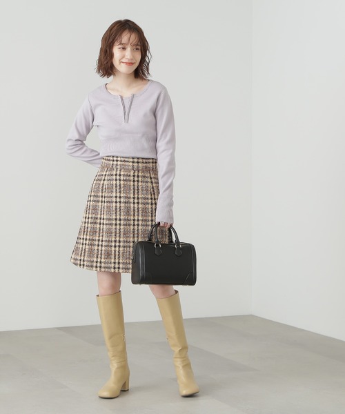 N.(N. Natural Beauty Basic)(エヌエヌナチュラルビューティーベーシック)の「◆フロントホックヘンリーニット(ニット/セーター・レディース・ネイビー/オフホワイト/ピンク/グレー・MEDIUM)」の9枚目の写真