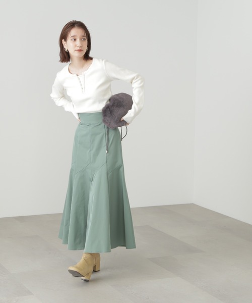 N.(N. Natural Beauty Basic)(エヌエヌナチュラルビューティーベーシック)の「◆フロントホックヘンリーニット(ニット/セーター・レディース・ネイビー/オフホワイト/ピンク/グレー・MEDIUM)」の13枚目の写真